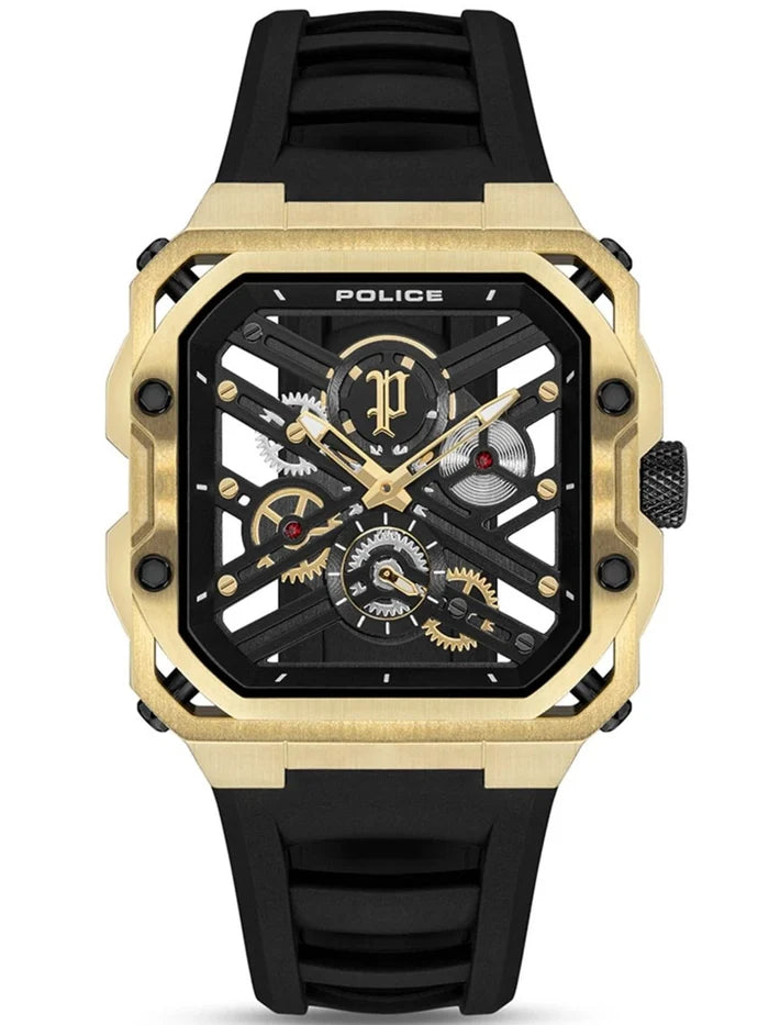 Police Skeleton Dial & Strap Analogue Watch - PLPEWGM0072003