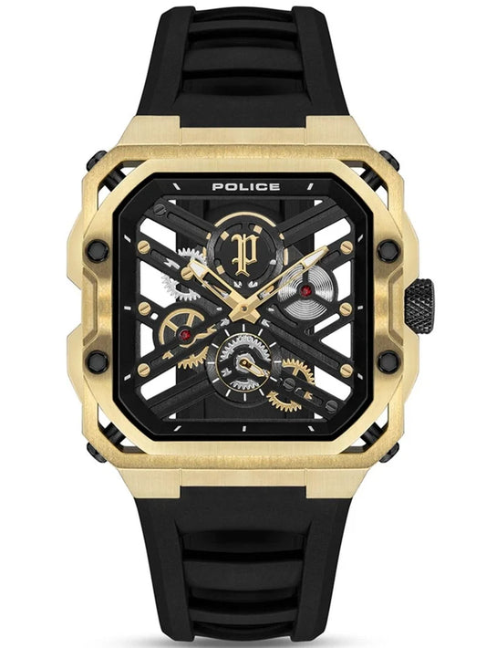 Police Skeleton Dial & Strap Analogue Watch - PLPEWGM0072003