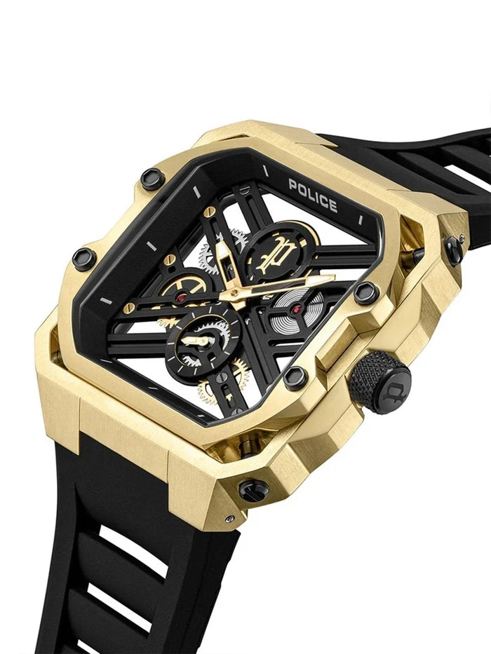 Police Skeleton Dial & Strap Analogue Watch - PLPEWGM0072003