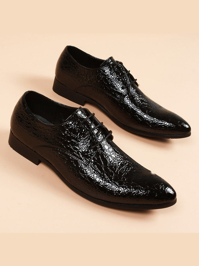 Black handcrafted genuine leather shoes - color image