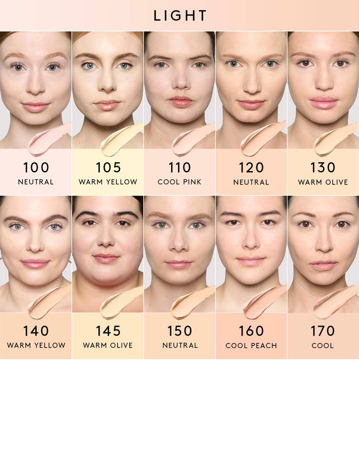 Light skin tone model shade grid