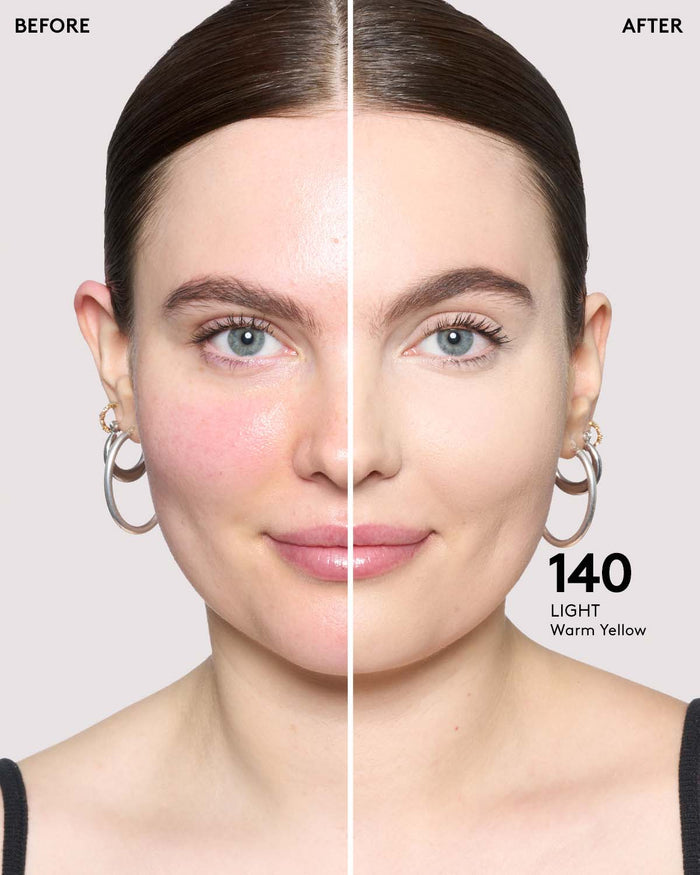 before and after of light skin toned model in pro filt'r concealer