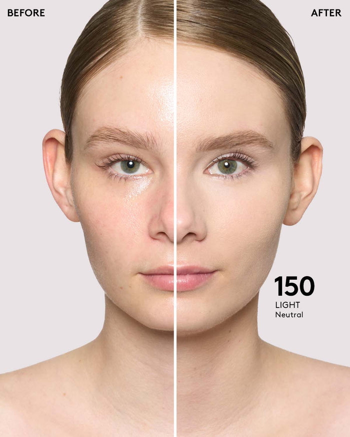 before and after of light skin toned model in pro filt'r concealer