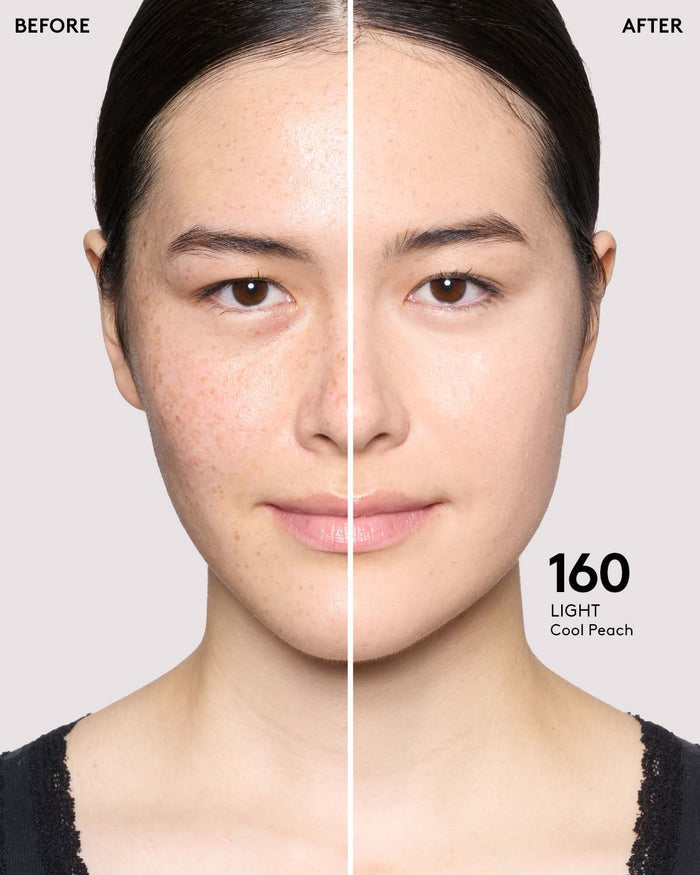 before and after of light skin toned model in pro filt'r concealer