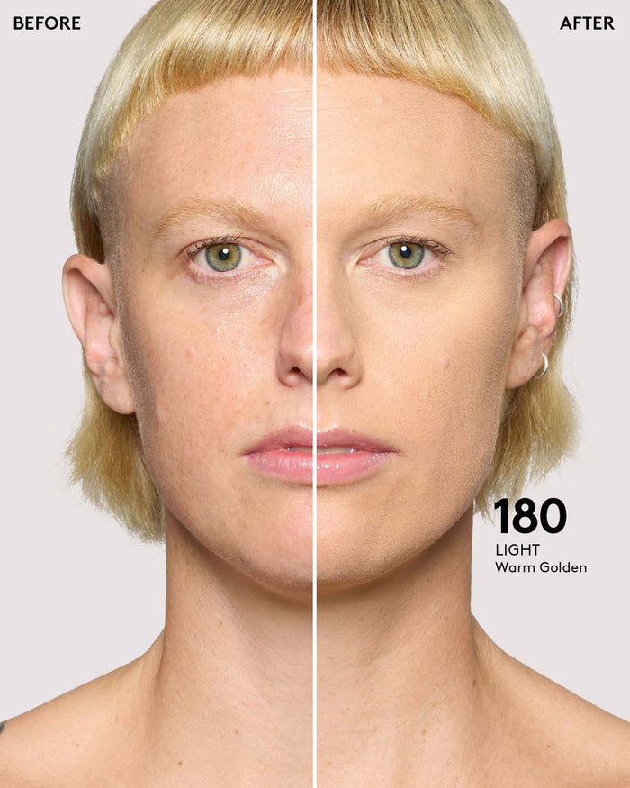 before and after of light-medium skin toned model in pro filt'r concealer