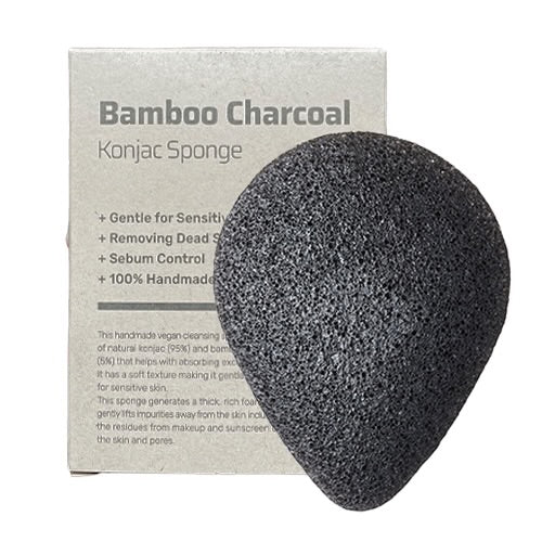PURITO Bamboo Charcoal Konjac Sponge اسفنجة الفحم والبامبو لتنظيف البشرة من بيوريتو