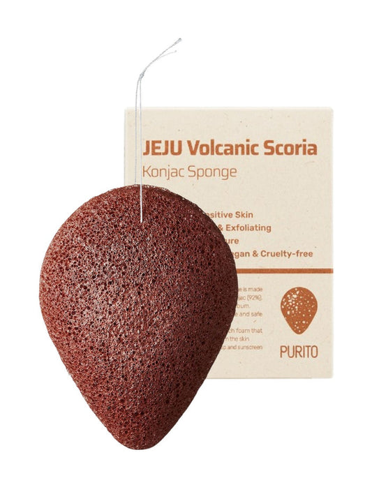 PURITO Jeju Volcanic Scoria Konjac Sponge اسفنجة الرماد البركاني لتنظيف البشرة من بيوريتو