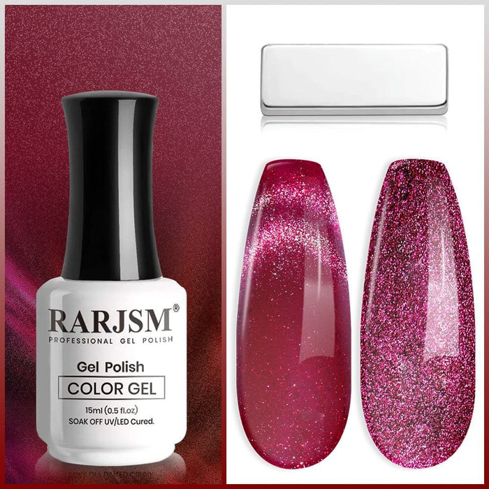 RARJSM ®Purple Red 9D Ice Jelly Cat Eye Gel Polish 15ml