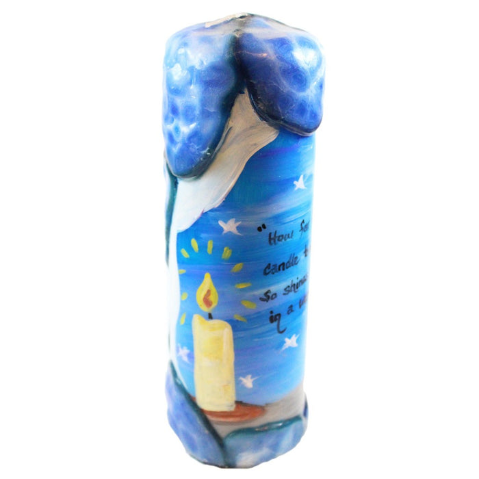 Quote Pillar Candle - "How far that little candle throws his beams! So shines a good deed in a weary world." William Shakespeare - Candlestock.com