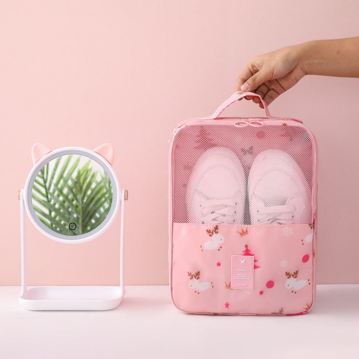 Rabbit Elephant Flamingo Lemon Alpaca Print Travel Shoes Bag Organizer
