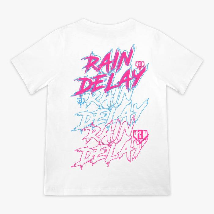 White Rain Delay Cotton Candy youth graphic tee — back view