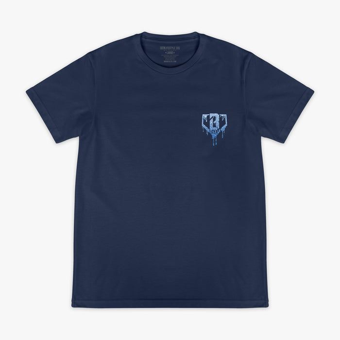 Navy Rain Delay youth graphic tee — front view