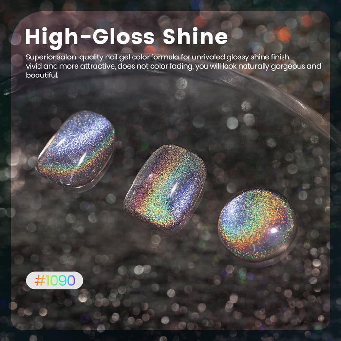 High-gloss shine RAR1090 rainbow blue purple holographic cat eye gel polish color shifting sparkle naturally gorgeous