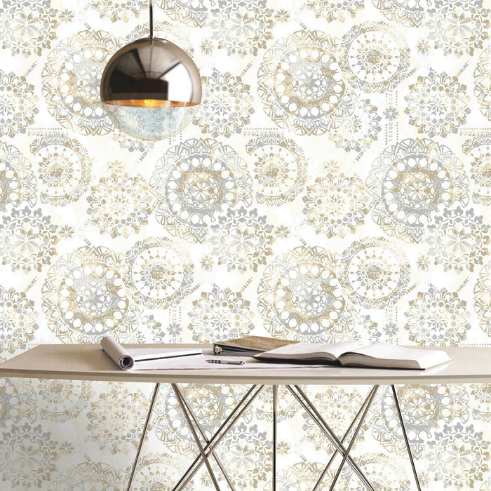 RoomMates Bohemian Tan/Blue Peel & Stick Wallpaper - EonShoppee