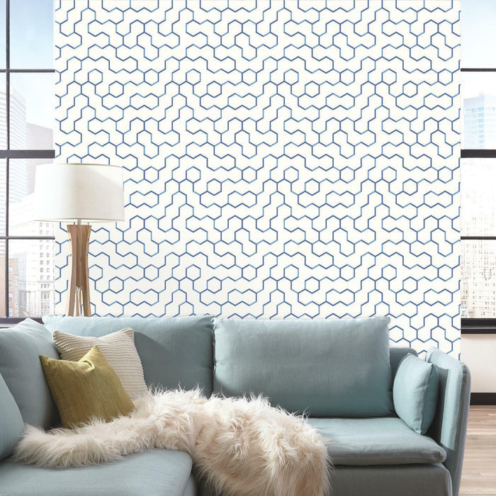 RoomMates Open Geometric Blue Peel & Stick Wallpaper - EonShoppee