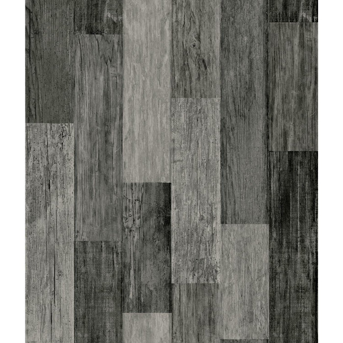 RoomMates Weathered Wood Plank Black Peel & Stick Wallpaper - EonShoppee