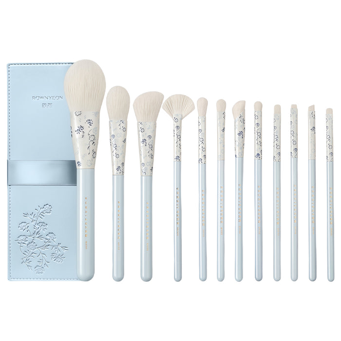 ROWNYEON Blue-and-white Porcelain Professional Makeup Brush 12 Pcs Set T4993