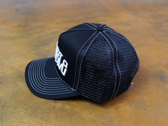 S-Double - Mid-Block Curved Peak Trucker - Black