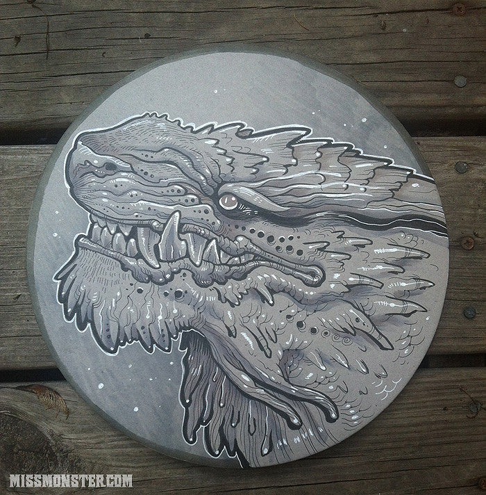 SCALEY FOO CREATURE- INK DRAWING