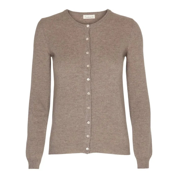 Scandinavianlux klassisk cashmere cardigan med rund hals beige