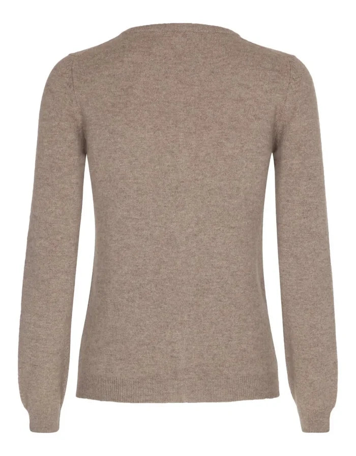 Scandinavianlux klassisk cashmere cardigan med rund hals beige til damer hos Scandinavianlux.com