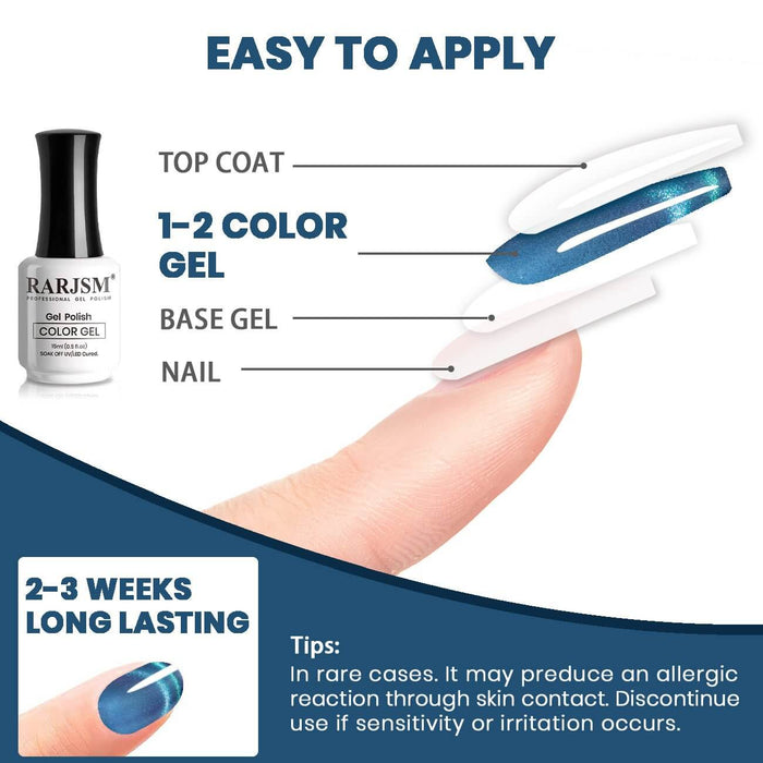 RARJSM ® Sea Blue & Green Magic Ice Jelly Cat Eye Gel Polish 15ml