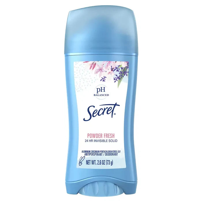 SECRET 24Hr Invisible Solid Antiperspirant Deodorant – Powder Fresh   مزيل العرق برائحة بودرة من سيكرت
