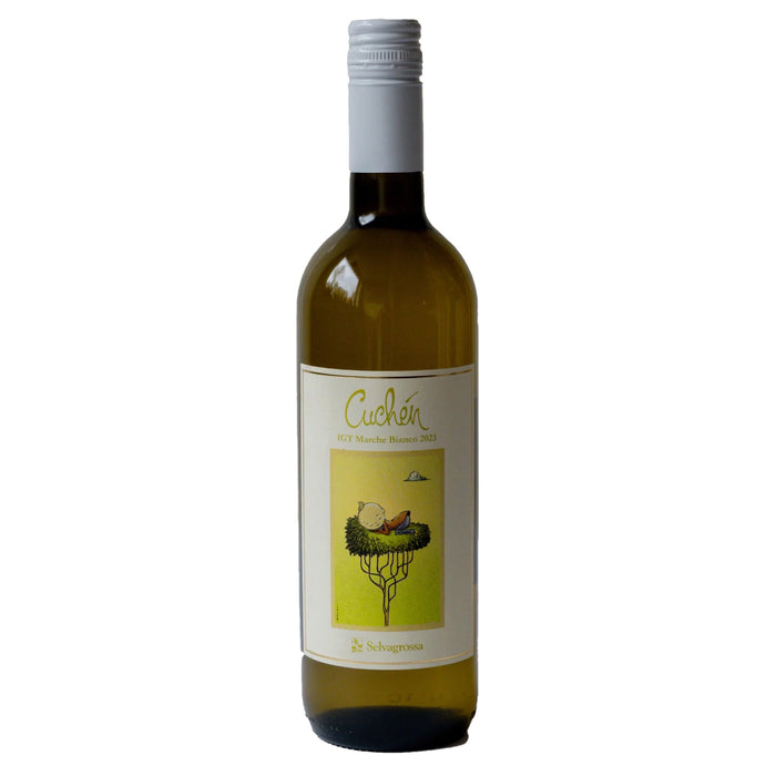 Selvagrossa Cuchen Bianco 2023 white wine bottle with silver cap