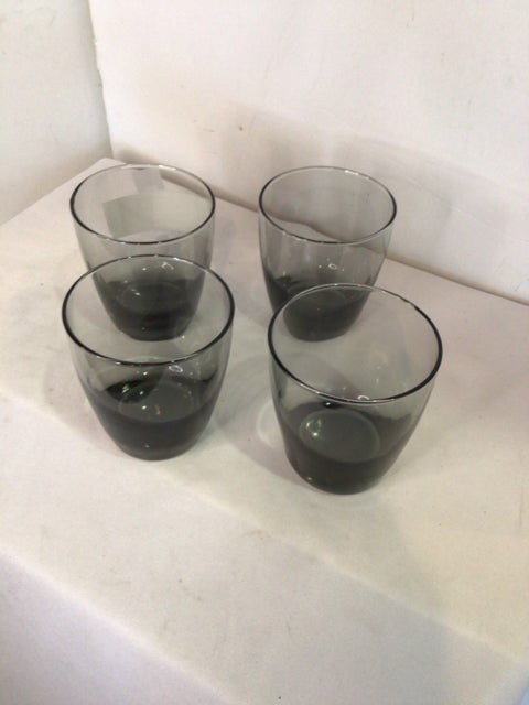Set of 4 Clear/Black Glass Glasses