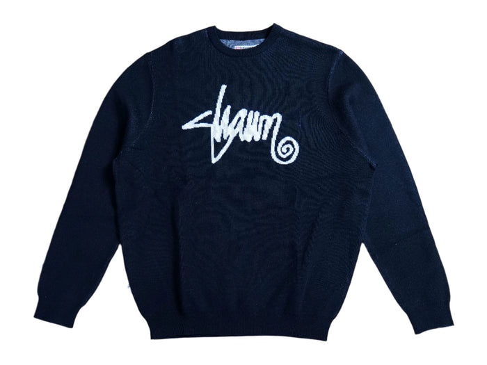 Shawn Script Knit Sweater - Black