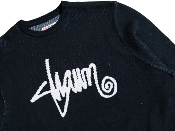 Shawn Script Knit Sweater - Black