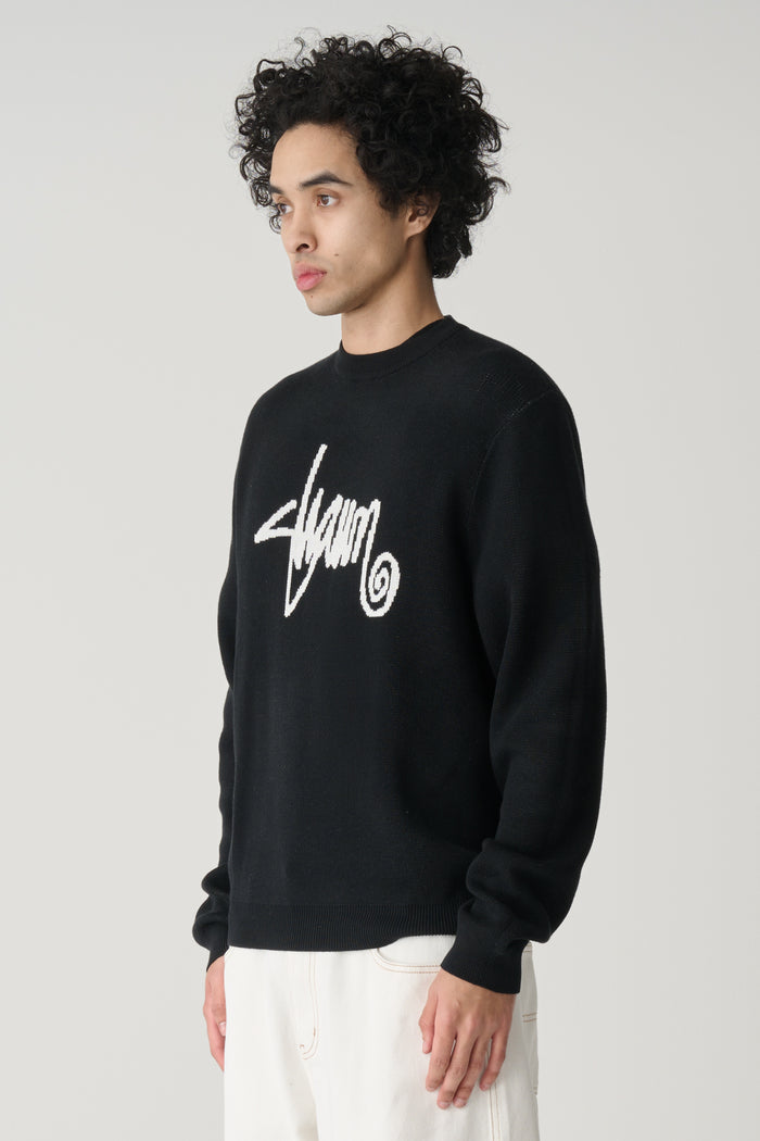Shawn Script Knit Sweater - Black