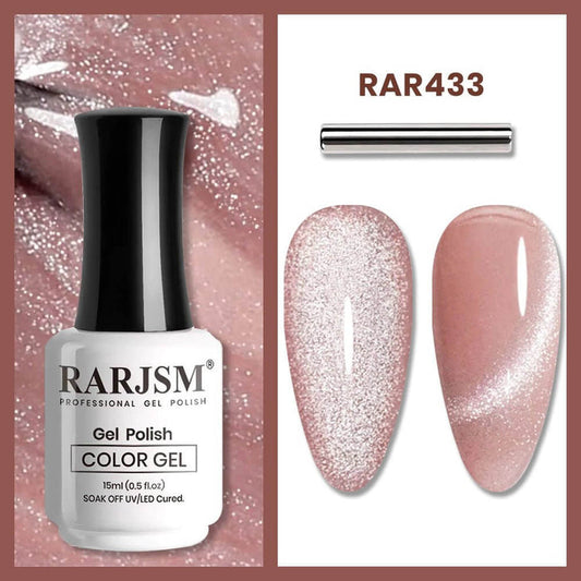 RARJSM ®Sheer Pink French Velvet Jelly Cat Eye Nail Gel Polish 15ml