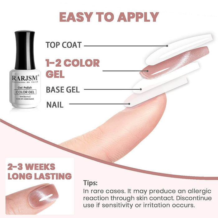RARJSM ®Sheer Pink French Velvet Jelly Cat Eye Nail Gel Polish 15ml