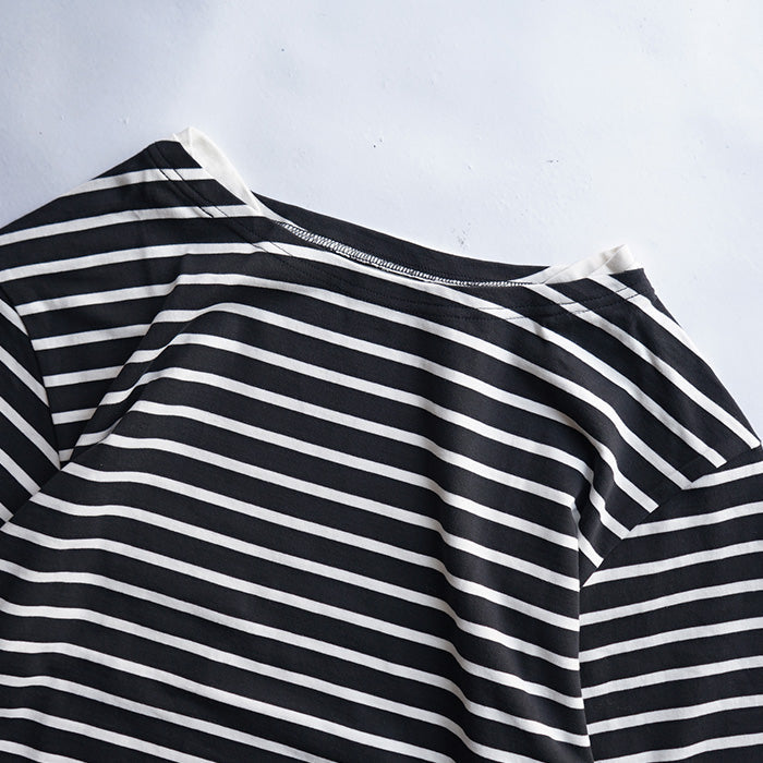 Si　LS BOATNECK BORDER TEE