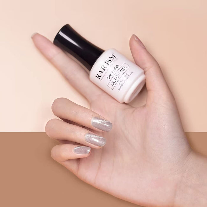 Silver Velvet Jelly Gel Polish Bottle Detail Shimmer Effect
