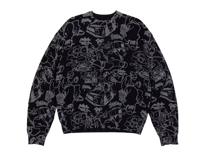 Sketchy Knitted Crew - Black