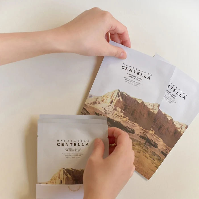 SKIN1004 Madagascar Centella Water gel Sheet Ampoule Mask قناع ورقي بالسنتيلا والجلسرين والبابونج للتهدئة و الترطيب من سكن ١٠٠٤