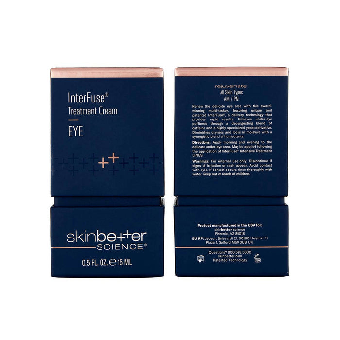 skinbetter InterFuse Treatment Cream EYE box, navy and rose gold, 15 mL