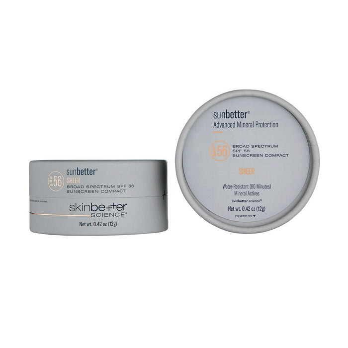 skinbetter sunbetter SHEER SPF 56 mineral sunscreen compact, silver