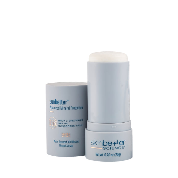 skinbetter sunbetter SHEER SPF 56 mineral sunscreen stick with packaging