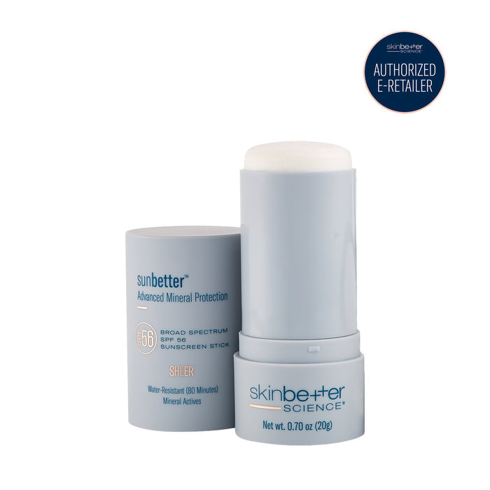 skinbetter sunbetter SHEER SPF 56 mineral sunscreen stick with broad spectrum protection