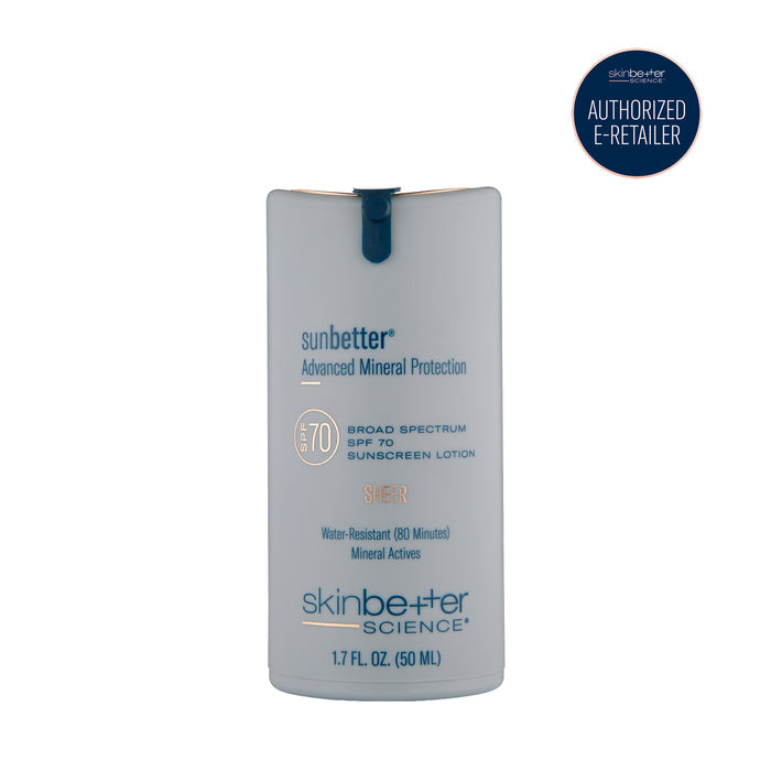 skinbetter sunbetter SHEER SPF 70 mineral sunscreen lotion, 50 ml bottle