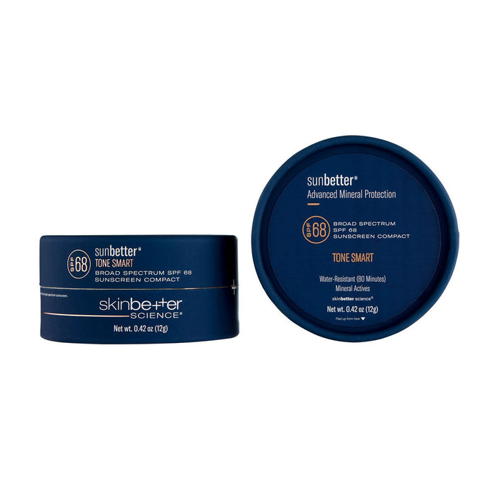 skinbetter sunbetter TONE SMART SPF 68 mineral sunscreen compact in navy