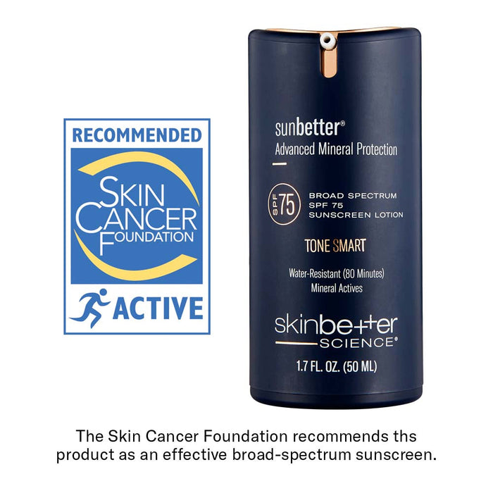 skinbetter sunbetter TONE SMART SPF 75 mineral sunscreen lotion, 50 mL