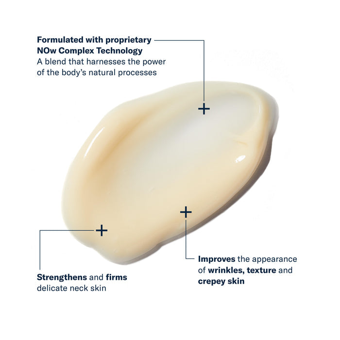 Skinbetter Techno Neck Perfecting Cream texture with NOw Complex Technology claims