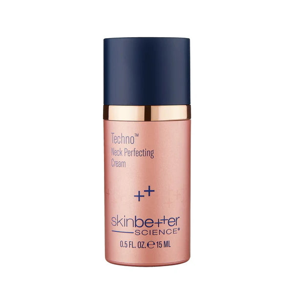 skinbetter Techno Neck Perfecting Cream 15ml bottle with navy cap and rose-gold label