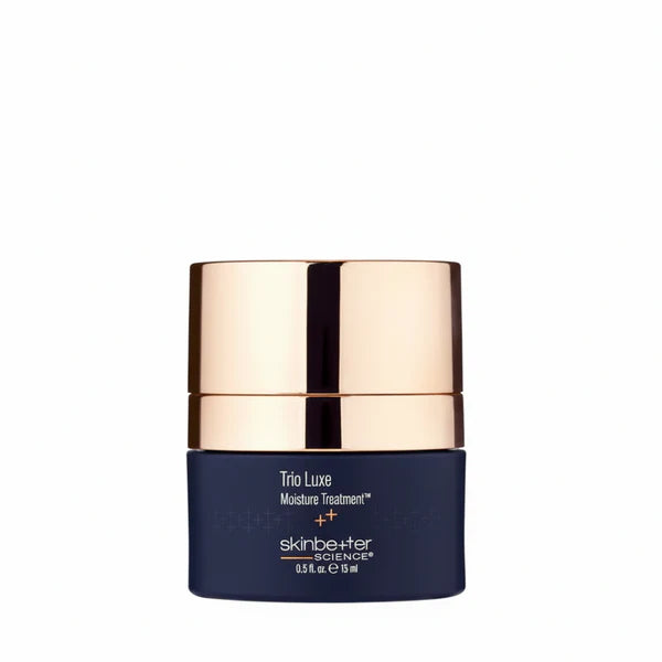 skinbetter Trio Luxe Moisture Treatment jar with gold lid, navy cream, 15 ml