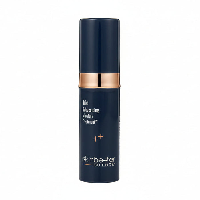skinbetter Trio Rebalancing Moisture Treatment bottle in navy and gold