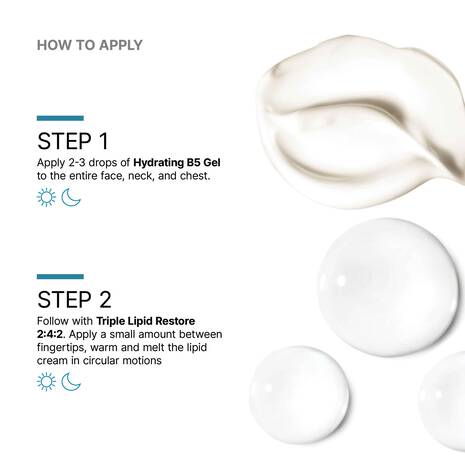 SkinCeuticals How to Apply guide for Hydrating B5 Gel and Triple Lipid Restore 2:4:2
